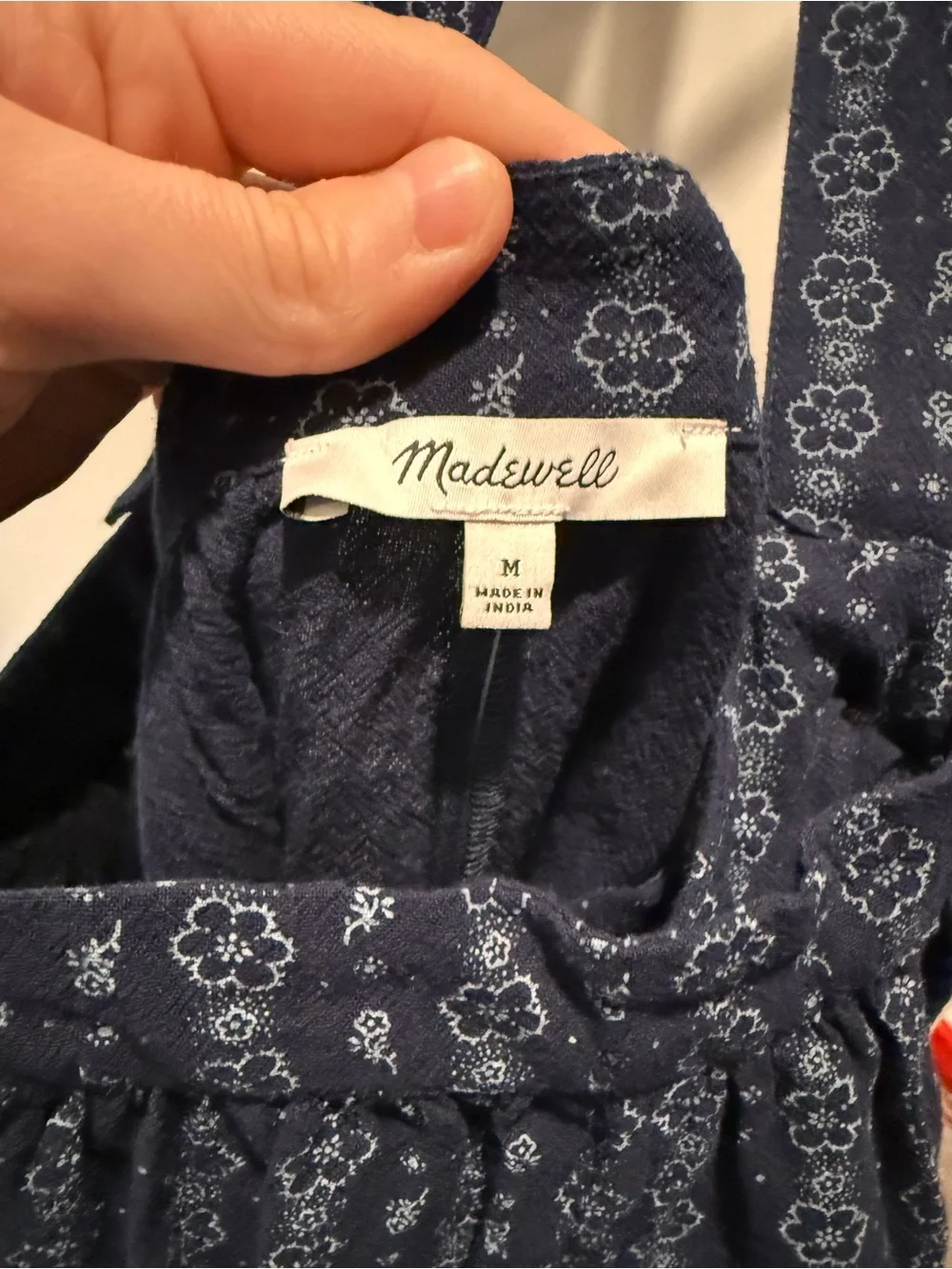 NWT Madewell Floral Print Romper Medium Navy Blue Cross Back 100% Cotton Boho